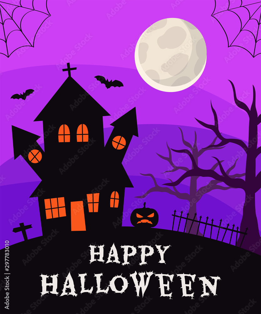 Haunted House in the Forest Silhouette Background