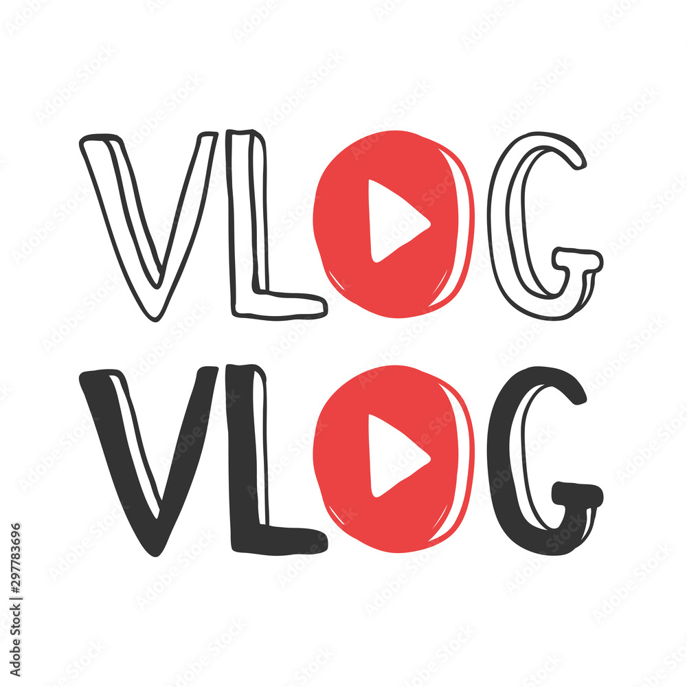 Vlog. Sticker for social media content. Vector hand drawn illustration design. Vlog. Sticker for social media content. Vector hand drawn illustration design.