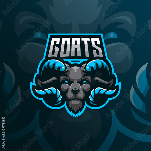 goat mascot logo design vector with modern illustration concept style for badge, emblem and tshirt printing. goat head illustration for sport team.
