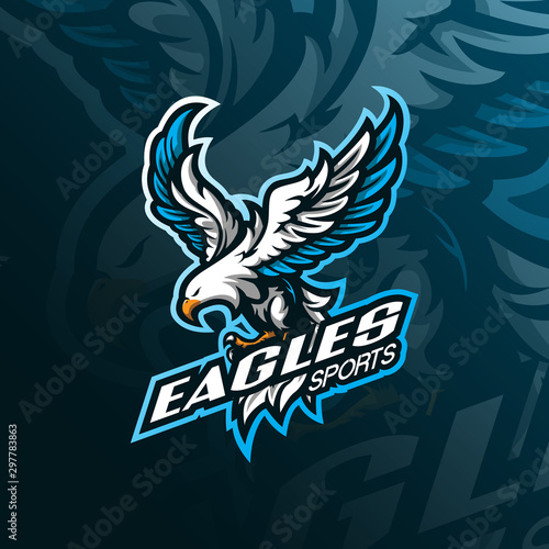 eagle mascot logo design vector with modern illustration concept style for badge, emblem and tshirt printing. angry eagle illustration for sport team.