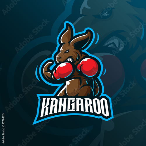 kangaroo mascot logo design vector with modern illustration concept style for badge, emblem and tshirt printing. angry kangaroo illustration.
