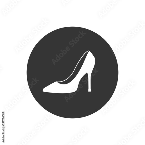 Monochrome vector illustration of a women's shoe, icon, isolated on a white