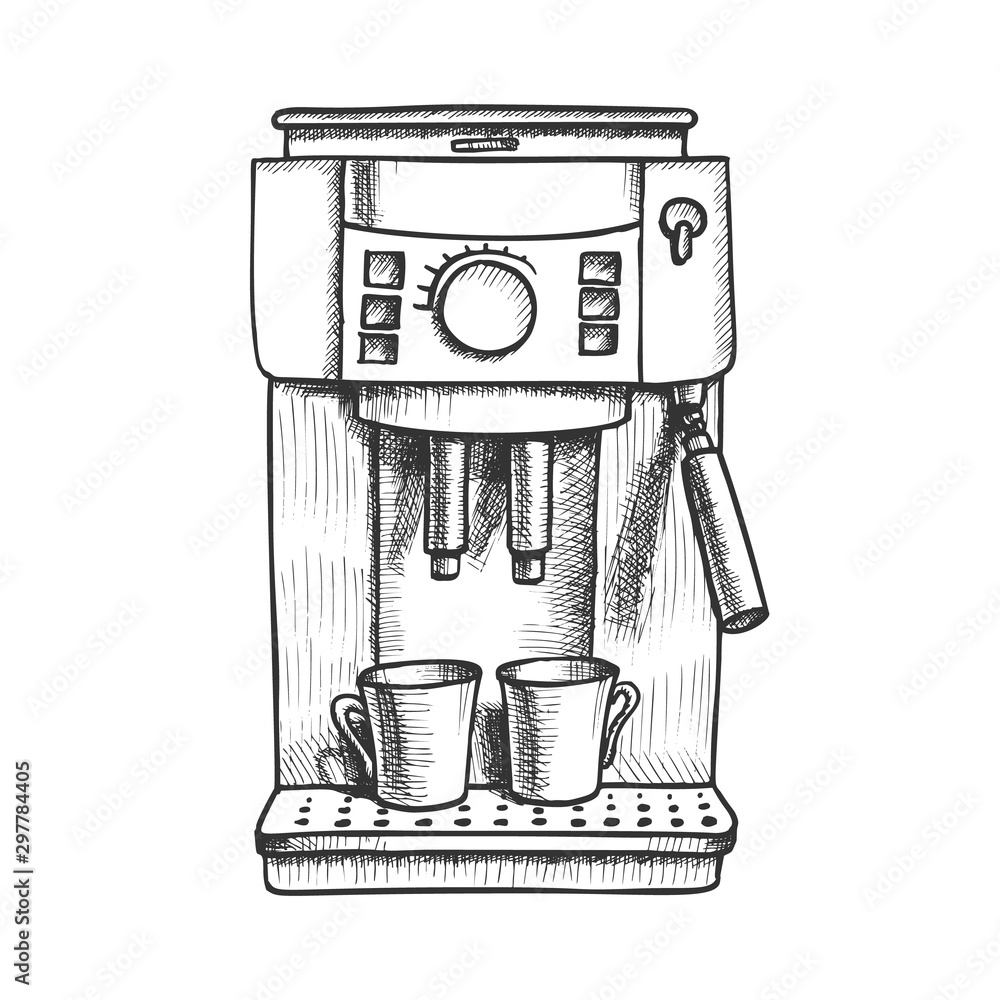 Vintage coffee maker collection hand draw black Vector Image