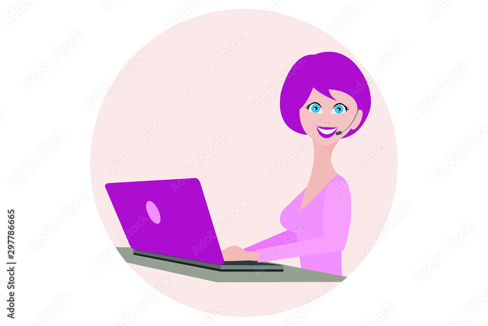 Beautiful girl support service hotline headset Beautiful girl support service hotline headset