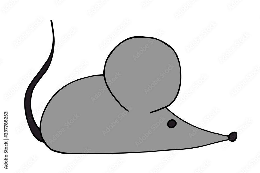Hand drawn of Cute little mouse cartoon doodle, isolated on white Hand drawn of Cute little mouse cartoon doodle, isolated on white