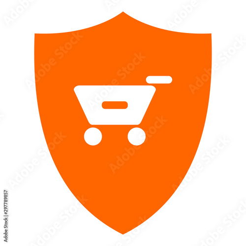 Warenkorb und Schild