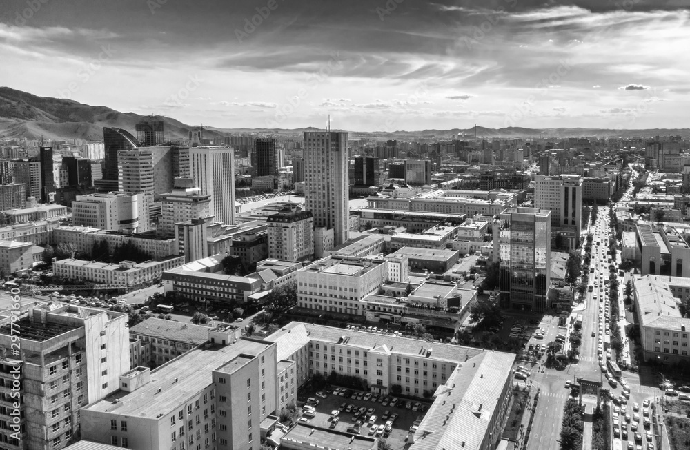 Aerial view of Ulaanbaatar, the capital of Mongolia, circa June 2019 Aerial view of Ulaanbaatar, the capital of Mongolia, circa June 2019
