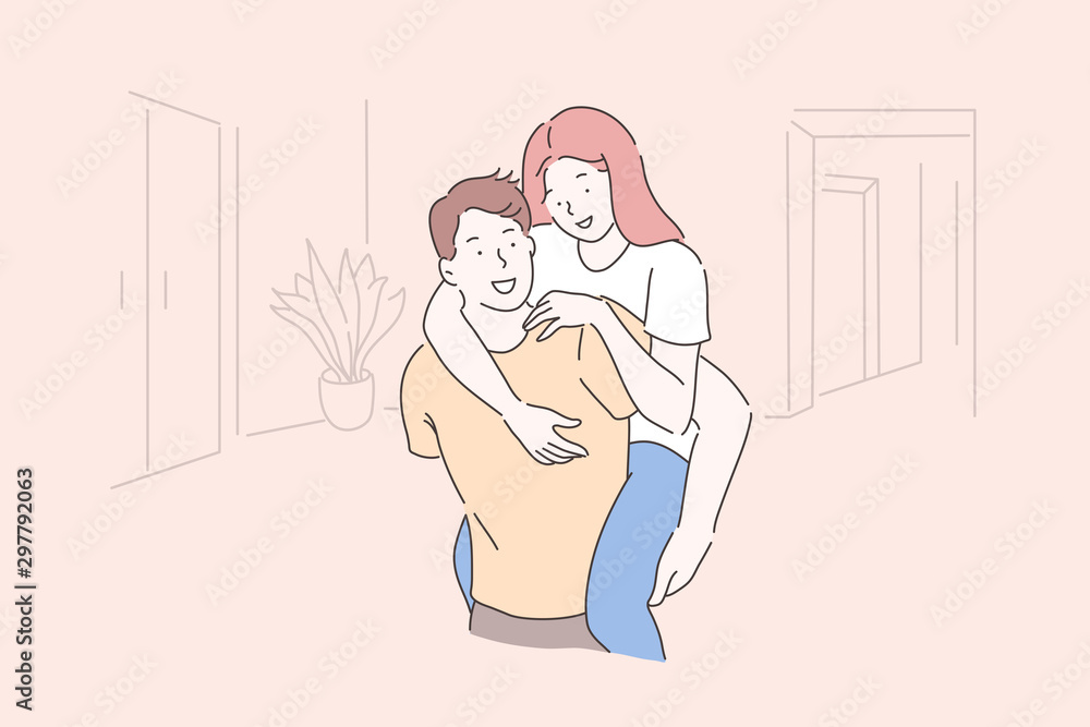 Premium Vector  Young couple boyfriend and girlfriend having a