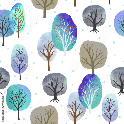 Seamless watercolor winter ...