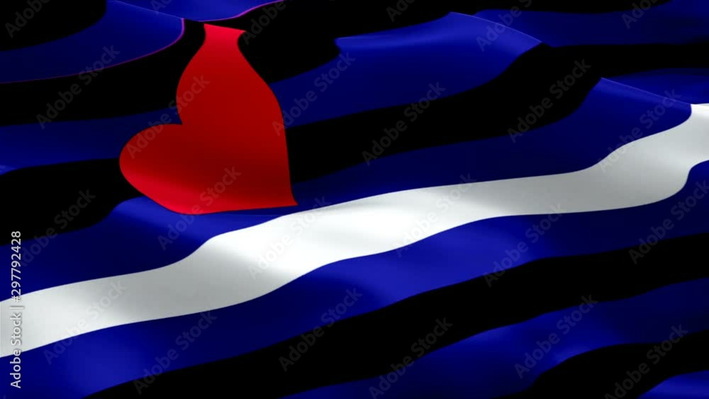 Rainbow BDSM Pride Flag video waving in wind. Leather Latex Flag