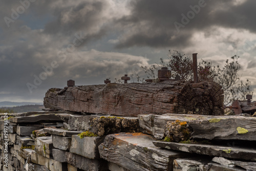 The abandoned Rhos Slate Quarry at Capel Curig, Snowdonia National Park, Wales photo