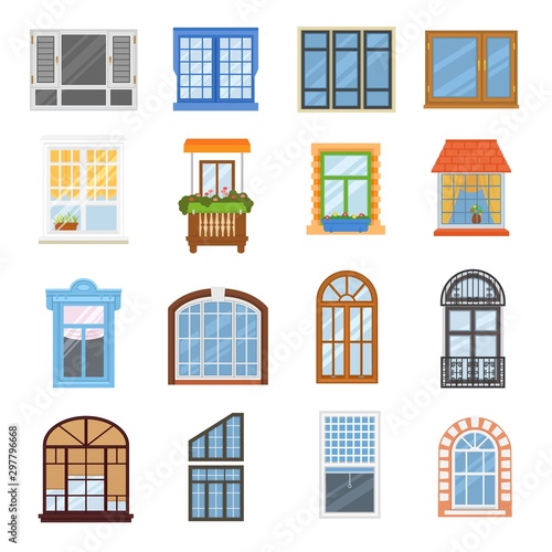 Window vector modern house view glass frame arch illustration set of windowing design windowpane arching decoration of architecture isolated on white background