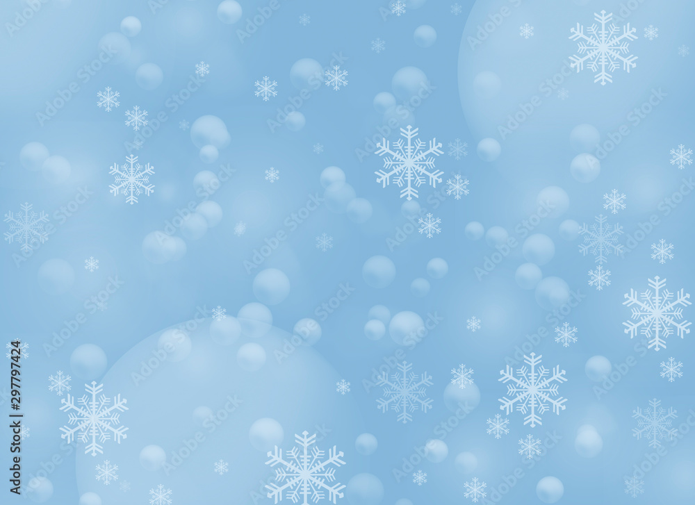 many different white snowflakes on a blue background,