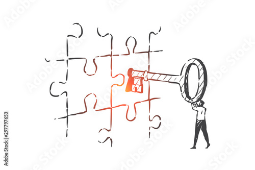 Business key, solution, leadership concept sketch. Hand drawn isolated vector