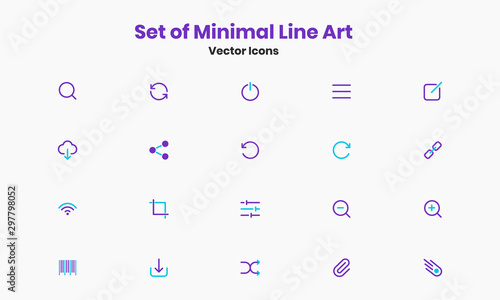 Set of Minimal Line Art Vector Icons photo