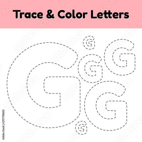 Trace line letter for kindergarten and preshool kids. Write and color.