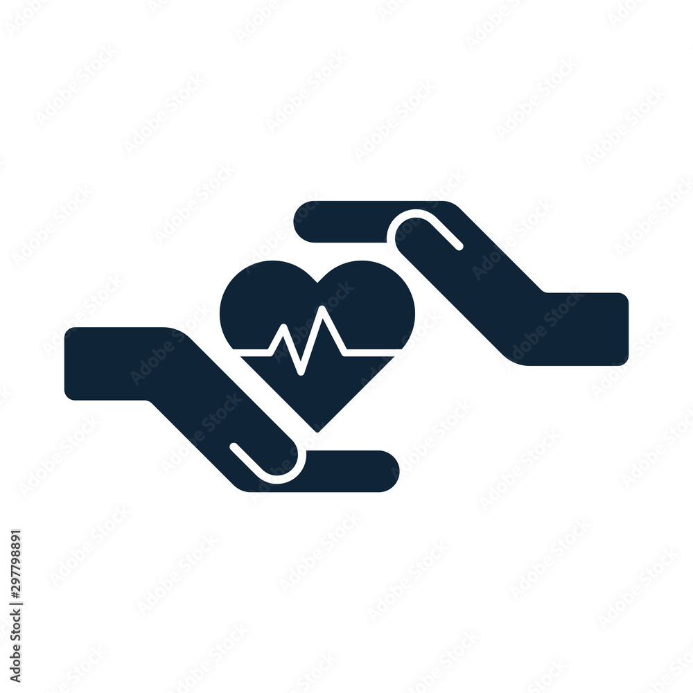 Hands and palms with heart shapes icons Hands and palms with heart shapes icons