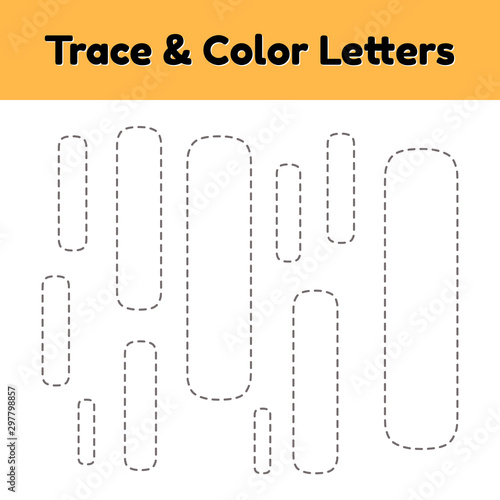 Trace line letter for kindergarten and preshool kids. Write and color.