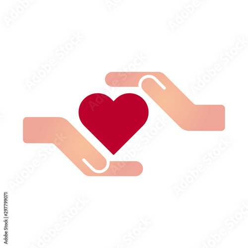 Hands and palms with heart shapes icons