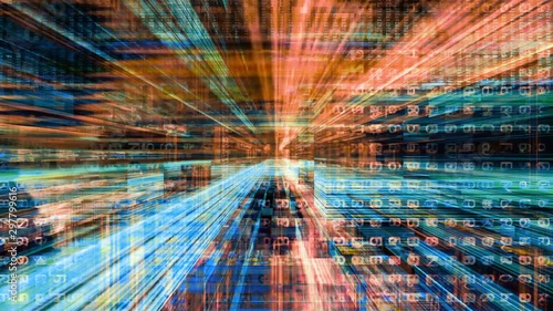 Video Background 2458: Futuristic technology digital light abstraction (Loop).