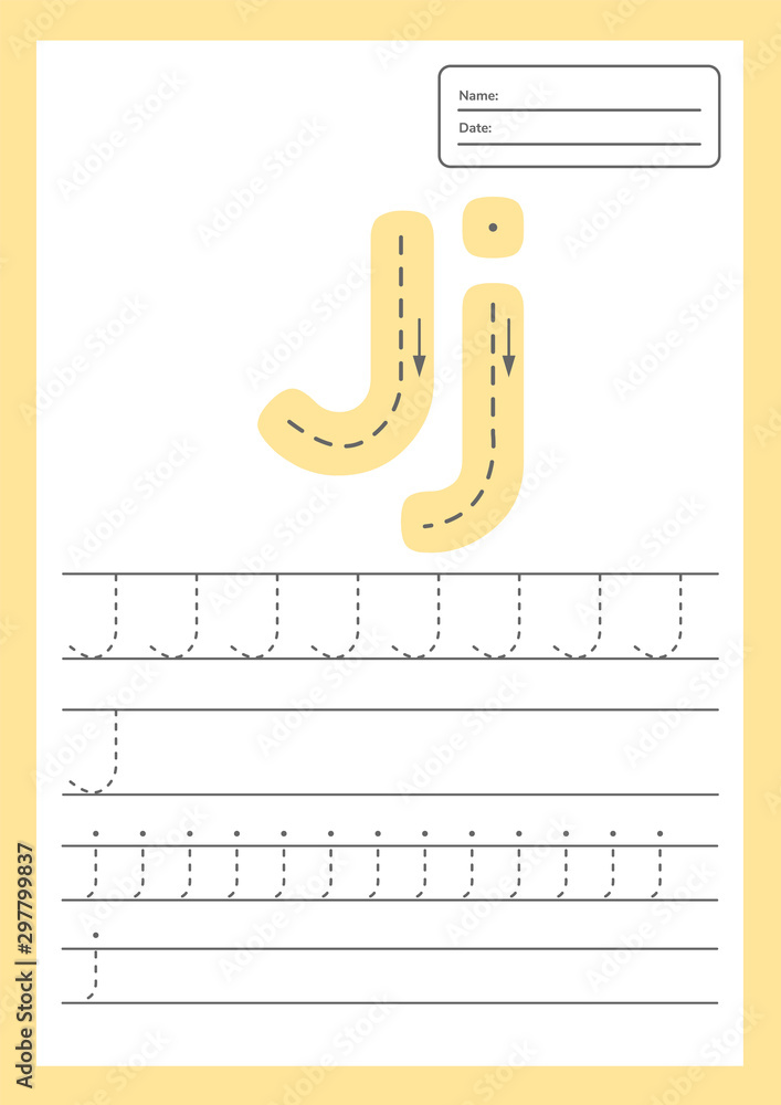 Trace letters worksheet a4 for kids preschool and school age. Stock ...