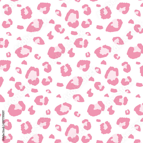 Leopard pink pattern. Vector design in pop art style.
