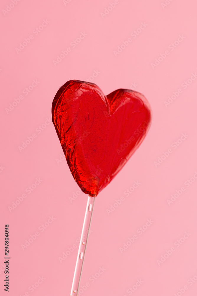 Red heart shaped lollipop