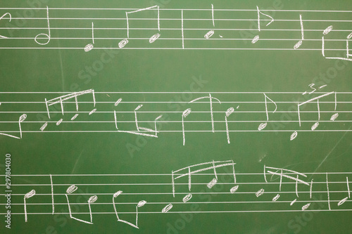 Musical notes on a blackboard