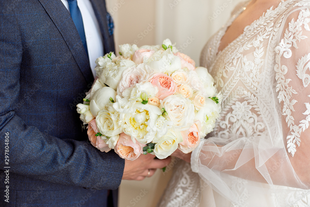 Lovely bouquet of pink orchids, chrysanthemums and hortensias mixed with pink roses and white eustomas Lovely bouquet of pink orchids, chrysanthemums and hortensias mixed with pink roses and white eustomas
