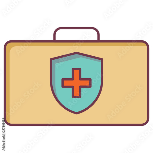 Human health medical insurance concept vector first aid  kit box icon design