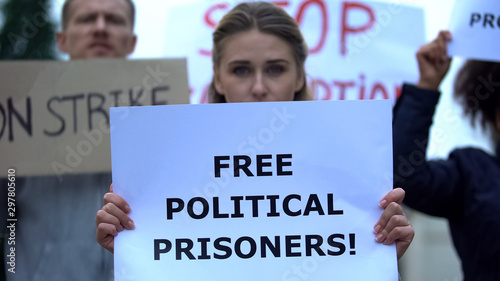 фотографія Activists demanding to free political prisoners, protesting repressions, arrests