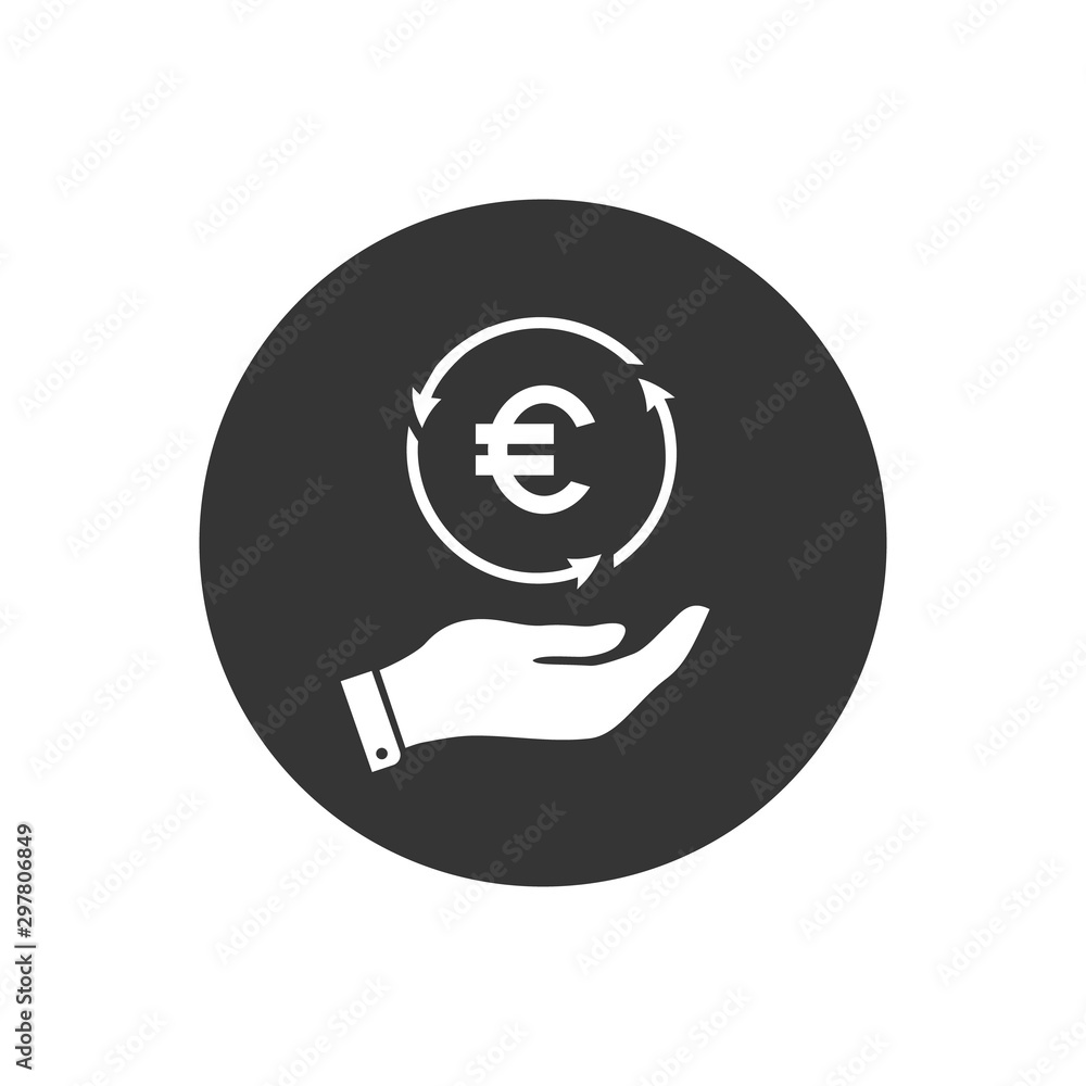 Euro money on hand icon vector for investment and stock market Euro money on hand icon vector for investment and stock market