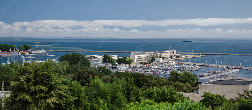 MARINA AND SEAPORT - Sunny day on the bay and the sea coast in Gdynia MARINA AND SEAPORT - Sunny day on the bay and the sea coast in Gdynia
