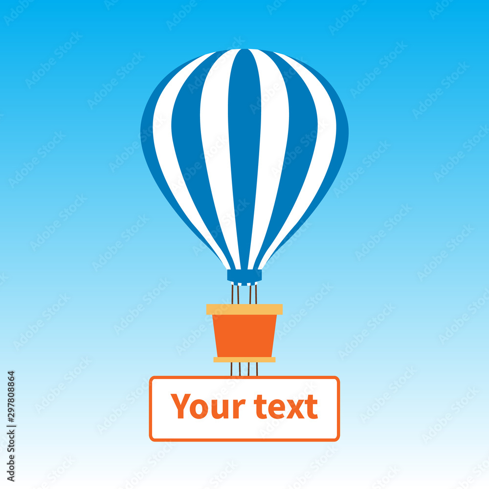 Fototapeta premium Hot air balloon with banner for text in blue sky