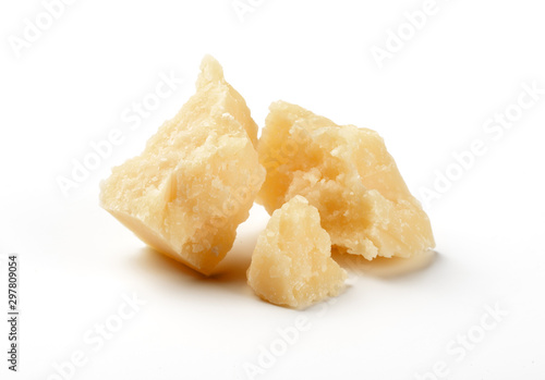 pieces of parmesan isolated