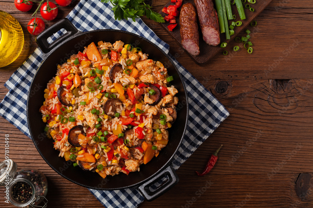 Traditional jambalaya. Stock Photo Adobe Stock