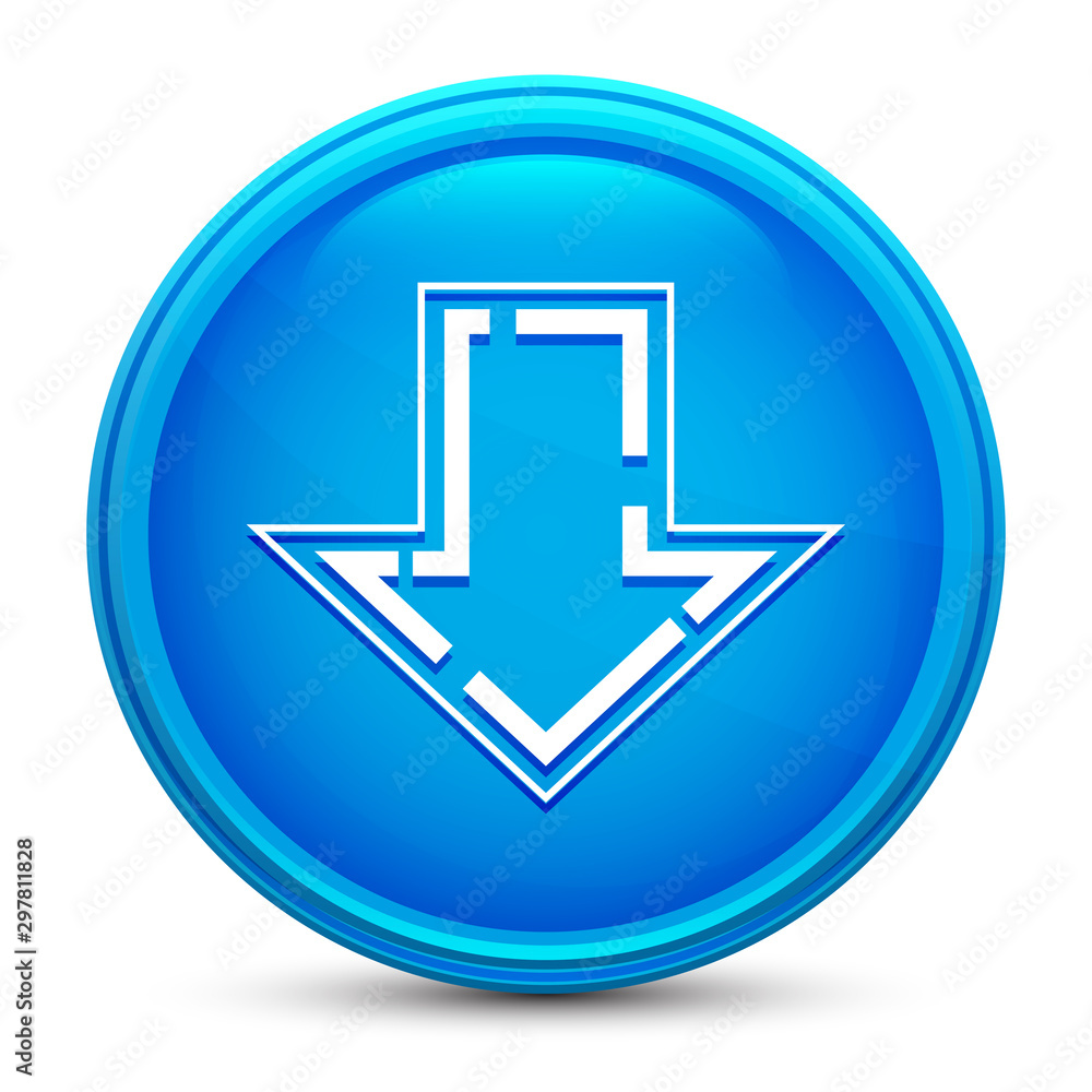 Download icon glass shiny blue round button isolated design vector illustration Download icon glass shiny blue round button isolated design vector illustration