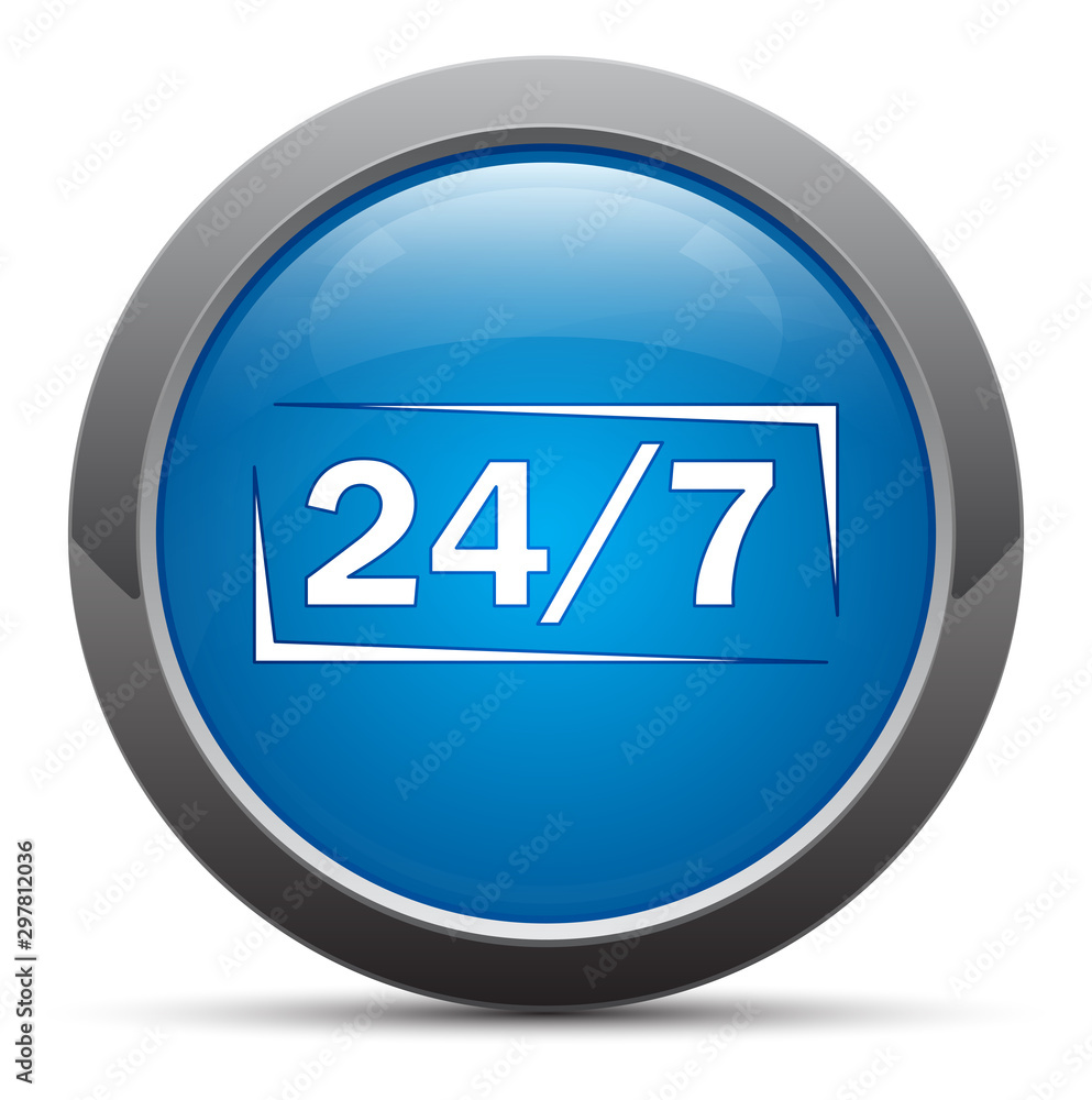24/7 icon premium blue round button vector illustration 24/7 icon premium blue round button vector illustration