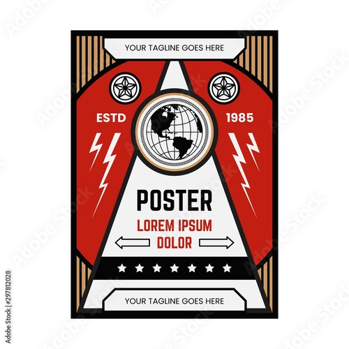 COLORED PROPAGANDA POSTER DESIGN TEMPLATE
