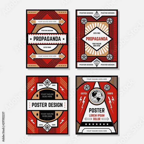 COLORED PROPAGANDA POSTER DESIGN TEMPLATE COLLECTIONS