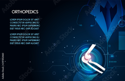 Medical orthopedic abstract background. Treatment for orthopedics traumatology of elbow bones and joints injury. Medical presentation, hospital. Vector illustration
