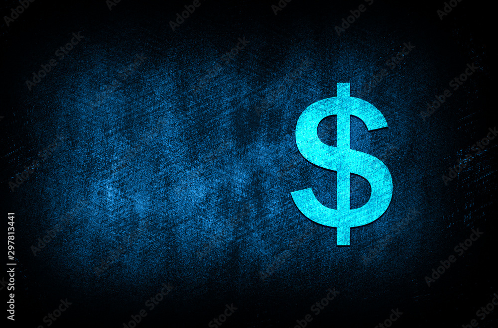 Obraz premium Dollar sign icon abstract blue background illustration digital texture design concept