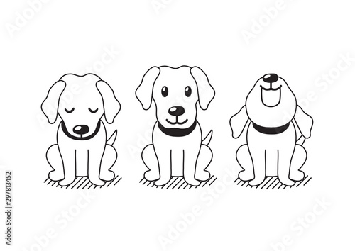 Cartoon character cute labrador dog poses for design.