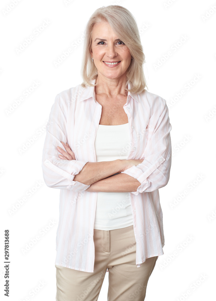 isolated portrait of a beautiful and happy senior woman isolated portrait of a beautiful and happy senior woman