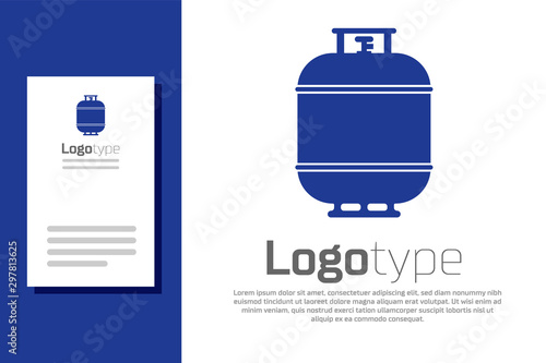 Blue Propane gas tank icon isolated on white background. Flammable gas tank icon. Logo design template element. Vector Illustration