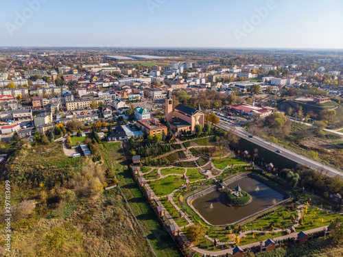 Sochaczew, widok z lotu ptaka na centrum miasta photo