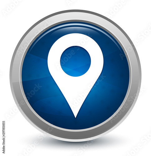 Location pin icon starburst shiny blue round button illustration design concept