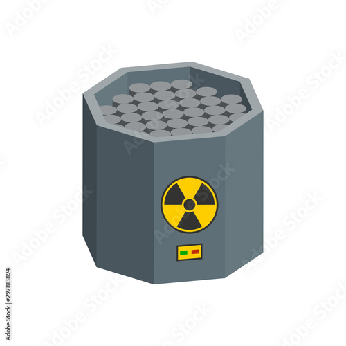 Nuclear reactor with graphite rods.Isometric and 3D view.