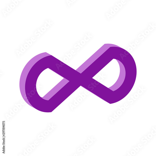 Infinity symbol.Isometric and 3D view.