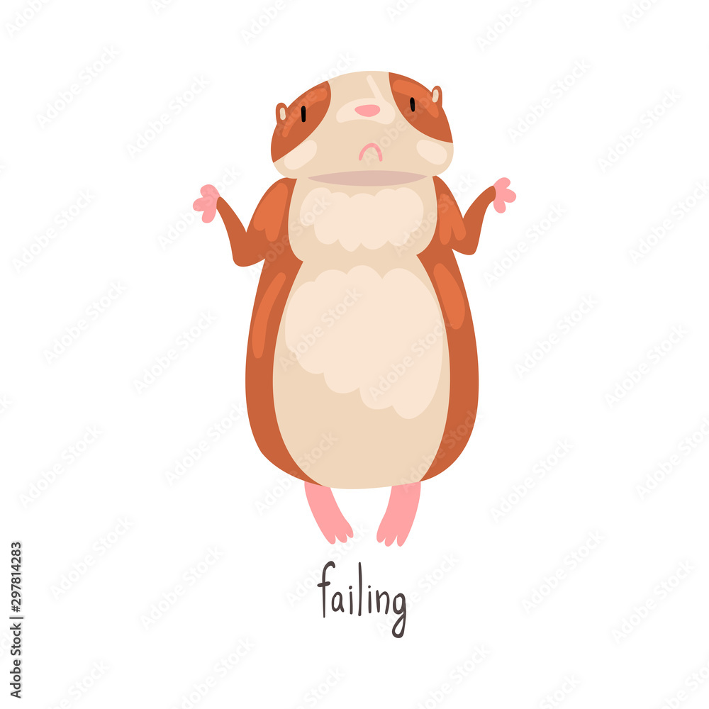 Failing English Language Preposition and Cute Hamster Character, Educational Visual Material for Children Education Vector Illustration Failing English Language Preposition and Cute Hamster Character, Educational Visual Material for Children Education Vector Illustration